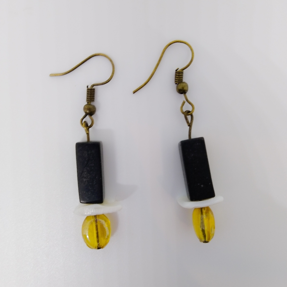 Black modern stone earrings